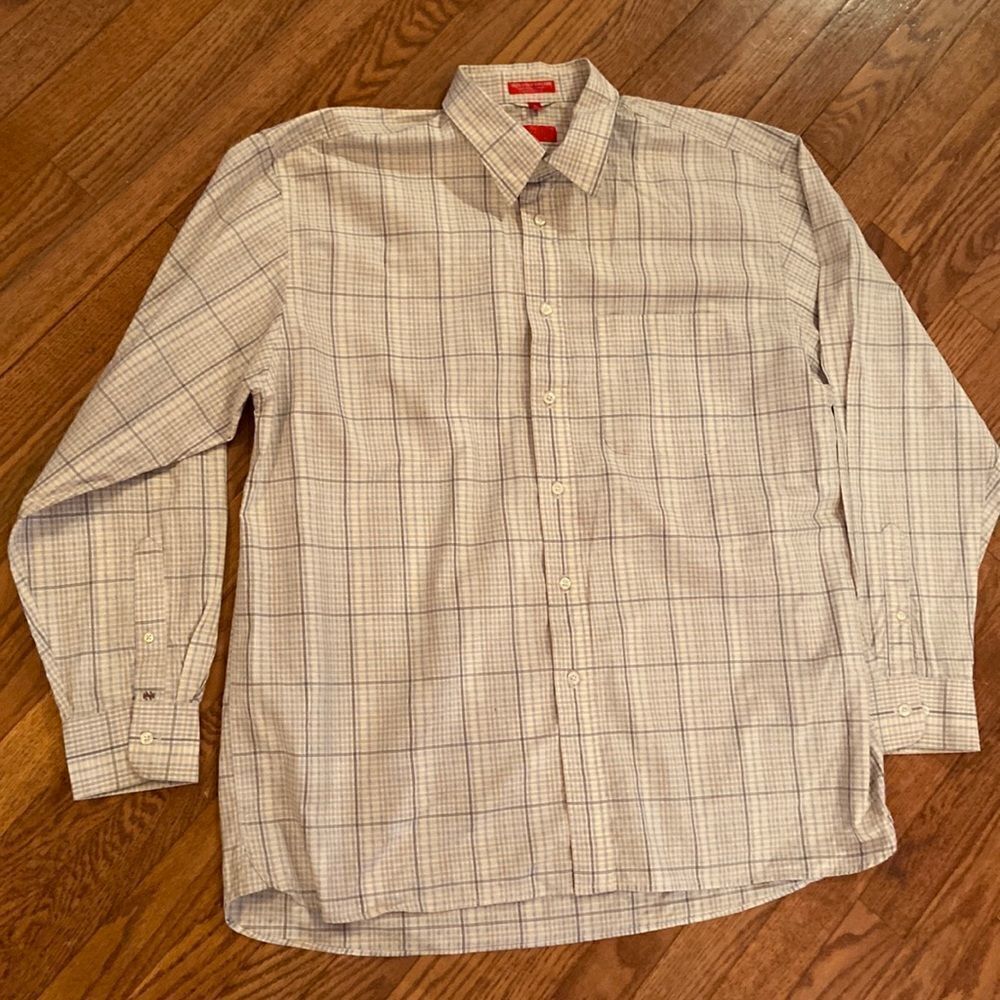 Izod size XL 2 ply cotton - tan, gray and blue checks